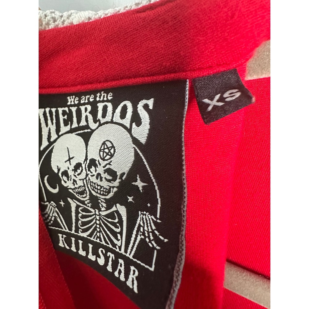 Killstar Red Lace Collar Long Sleeve Mini Dress Skeleton Tag XS - Picture 6 of 10